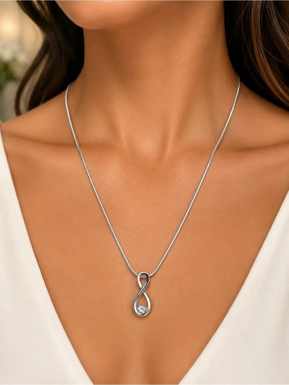 Kohl’s 925 Sterling Silver Infinity Pendant Necklace W/ lab diamonds.
